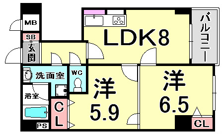 ロイヤルヒル神戸三ノ宮Ⅱの間取り