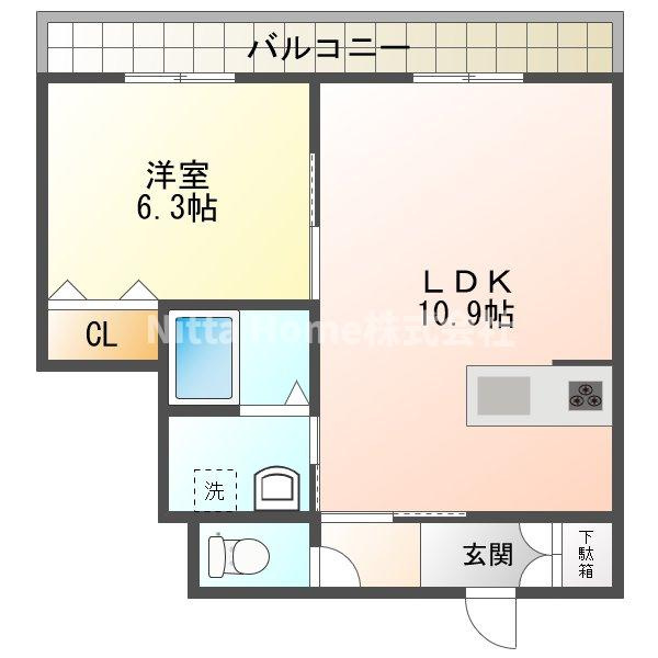 丹波市氷上町本郷のアパートの間取り|※間取りは反転している可能性があります