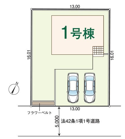 狭山市水野・全1棟　新築一戸建　～地震に強い家！～の区画図|カースペース並列2台。