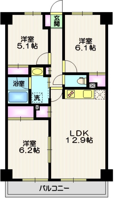 プラムハイツコパンの間取り|広々3LDK