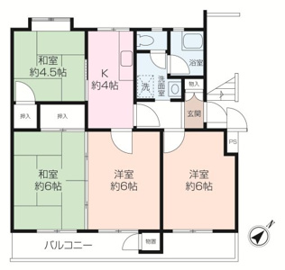 南東向きの4DK！室内はこの後表層リフォームが入る予定です