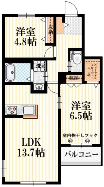 フォンテーヌ国立Ｂの間取り