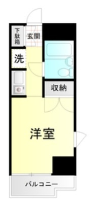 スカイコート大森第4の間取り|北西向きバルコニー角部屋の1K　