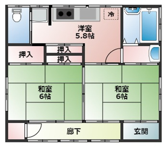 【間取り】 | 貸家 平屋　橋本駅 日赤病院西バス停前　緑区中野 3号棟