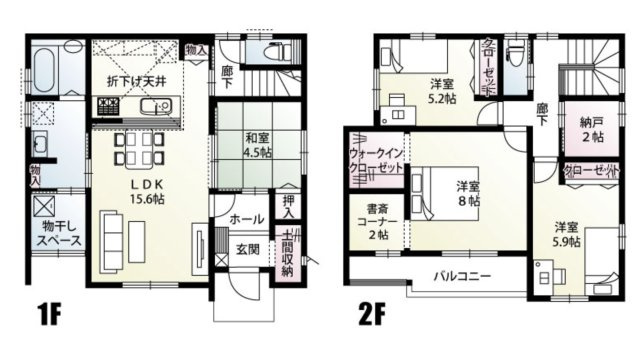 【間取り】 | 鴻巣市滝馬室　新築戸建　全5棟　2号棟