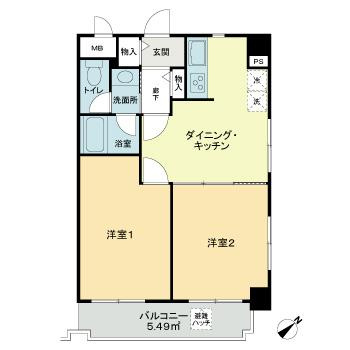 ライオンズマンション鵜の木駅前の間取り