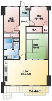【間取り】 | メゾンドール朝霧 | ■南西向き♪陽当り通風良好のLDK♪
■各居室収納付き♪