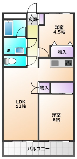 東大和市奈良橋６丁目の賃貸マンションの間取り