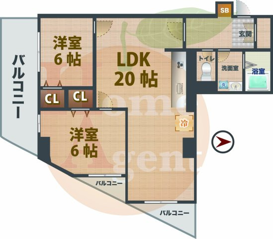 【間取り】 | パティオ右近 | 2LDKのお部屋です。