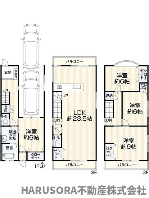 東大阪市昭和町　３階建の間取り