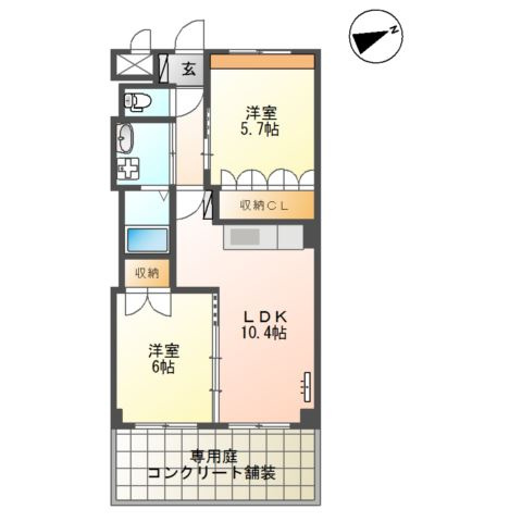 直方市大字頓野のアパートの間取り
