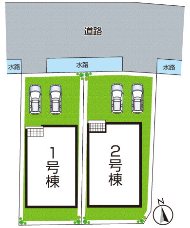 ★京都市伏見区日野西大道町　新築一戸建ての区画図|全2区画
