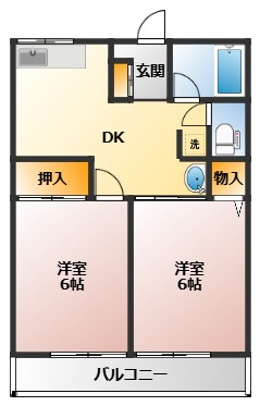 【間取り】 | シティハイムＳＡＫＡＥ2 | セキスイハイム施工！２ＤＫのお部屋です！