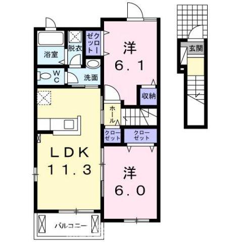 北九州市八幡西区木屋瀬東４丁目のアパートの間取り