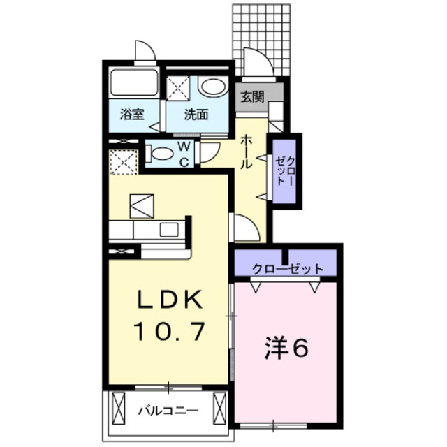プリムローズの間取り|人気の１LDKのお部屋です。