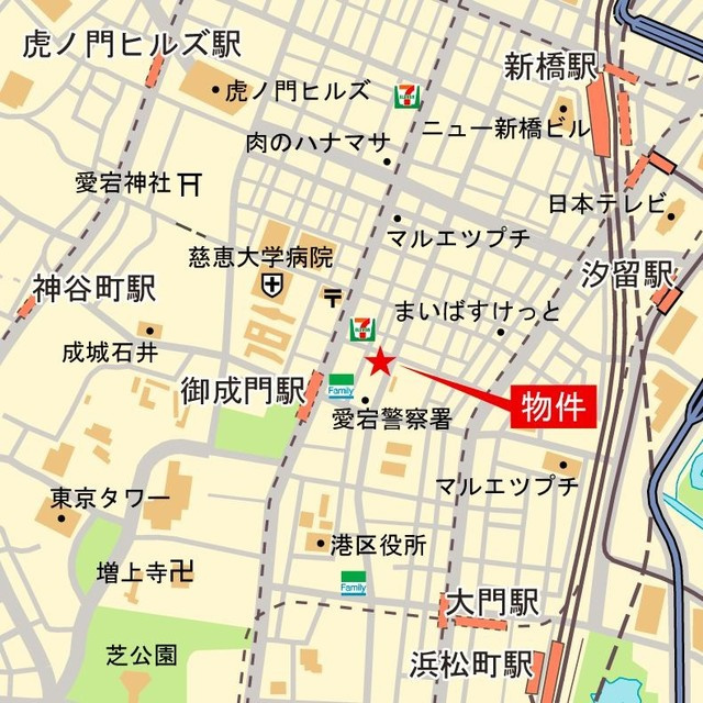 イプセ御成門の地図