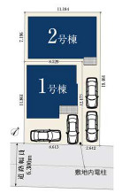 越谷市大字大房 新築分譲住宅 全2棟 1号棟の区画図