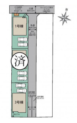 蓮田市関山3丁目　新築一戸建て　ブルーミングガーデン　01の区画図|1号棟