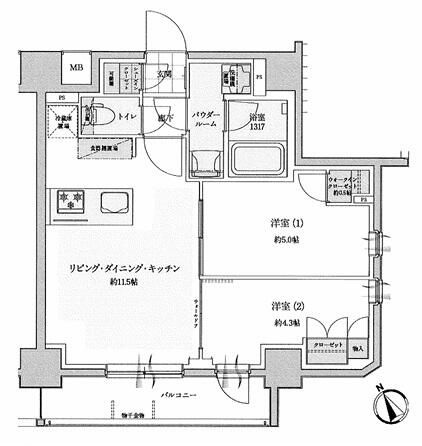 横浜市西区楠町の賃貸マンションの間取り