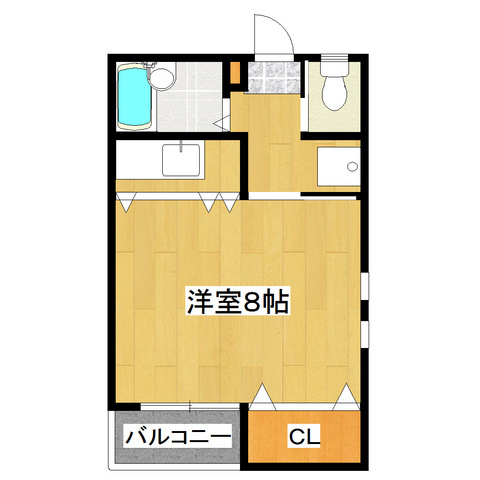 イーストヤマカの間取り|お部屋広々８帖あります！