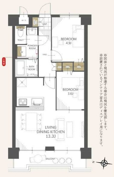 セザールお花茶屋（2階）／仲介手数料無料／新規フルリノベの間取り