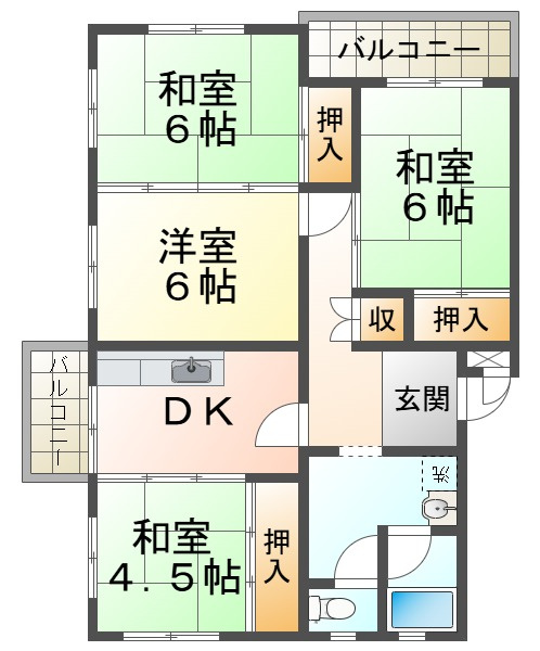 伊川谷住宅1号棟の間取り