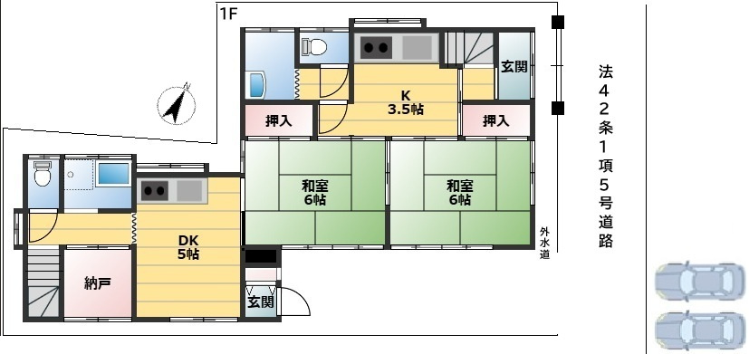 飯能市青木中古戸建の間取り|１階間取り　駐車場2台スペース有♪