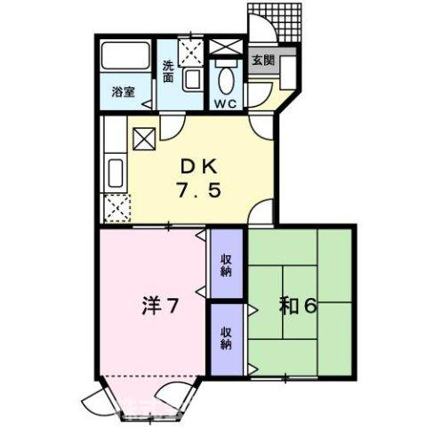 直方市大字頓野のアパートの間取り