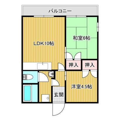 コーポラス田主丸Ⅱの間取り
