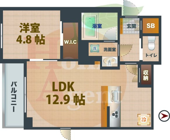 【間取り】 | アジールコート方南町テラス | 1LDKのお部屋です。