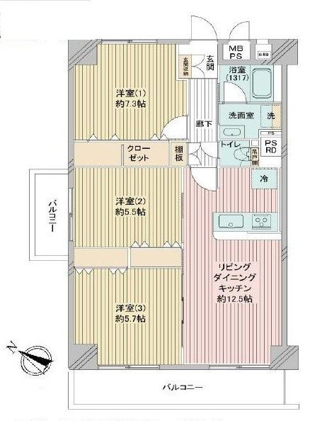 金町スカイハイツ（4階）／仲介手数料無料／新規フルリノベーション物件の間取り