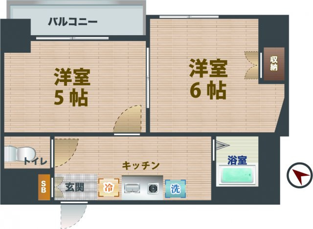 【間取り】 | エスコート代田橋 | 2Kのお部屋です。