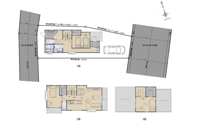 【間取り】 | 茅ヶ崎市中海岸4丁目中古戸建 | 3LDK（建物面積106.39㎡）、二方向道路