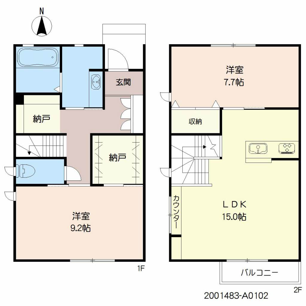 ヴィルヌーブ諏訪野　Ａ棟　　　 の間取り
