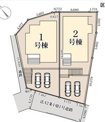 福岡市城南区樋井川第十二　２号棟の区画図