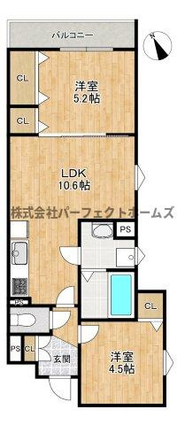 クリエオーレ藤阪東町Ⅱの間取り