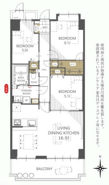 パレス朝霧の間取り|約17帖弱のLDKは広々家族空間に！