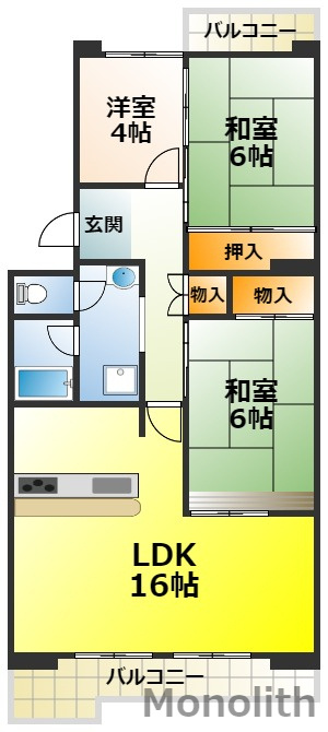 泉北城山台２丁５号棟の間取り