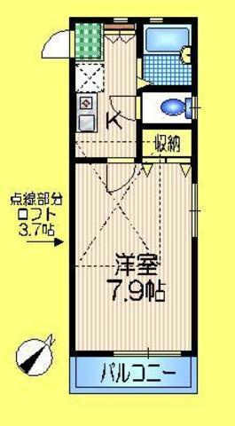 メゾンＫの間取り|ロフト付き　2階角部屋
