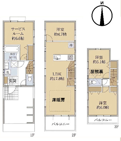 杉並区堀ノ内2丁目　丸ノ内線　新高円寺駅　中古戸建の間取り
