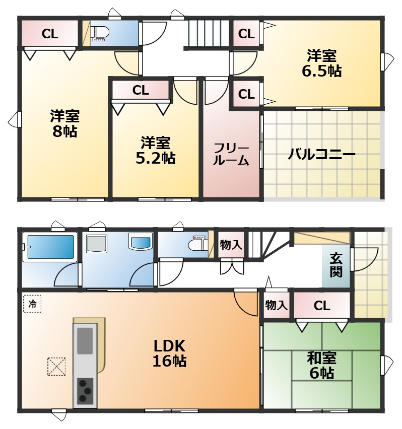 CRADLEGARDEN那須塩原市春日町第2の間取り|全室南向きで陽当たりの良い間取りです
