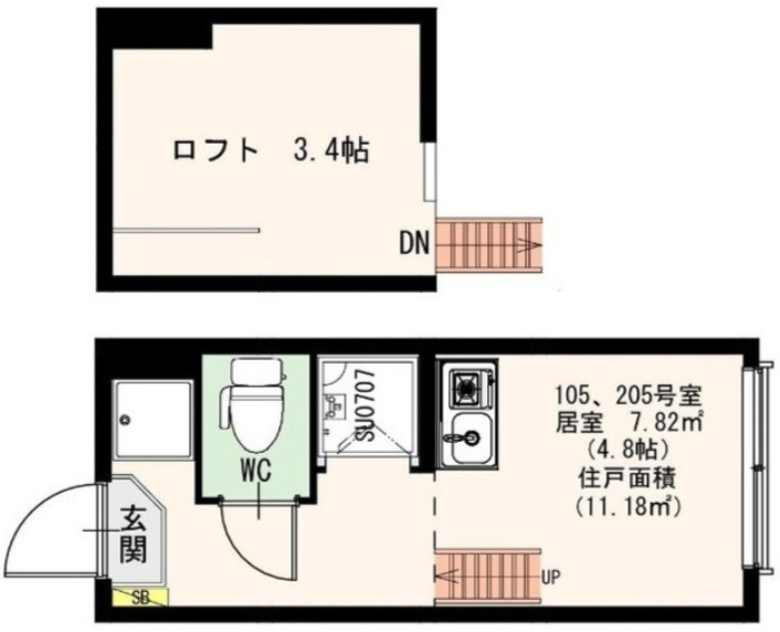 新宿区高田馬場２丁目のアパートの間取り