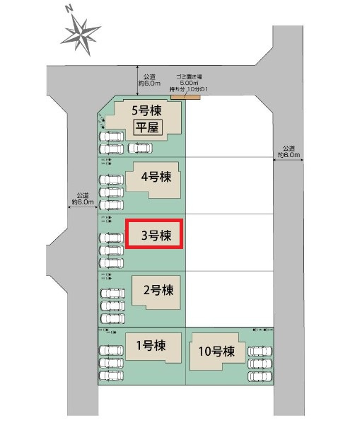 ブルーミングガーデン宇都宮市下岡本町ネオユニバースの区画図|【全10棟】各号棟の詳細については、お気軽にお問い合わせください♪