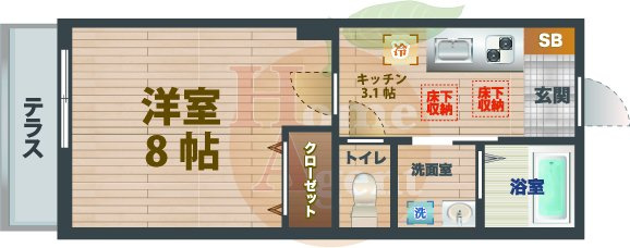 【間取り】 | グランピア中野 | 1Kのお部屋です。