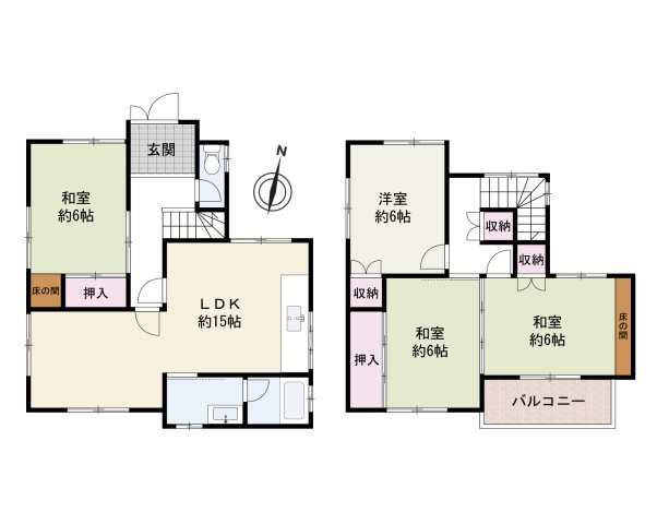 熊取町大宮4丁目　中古戸建の間取り
