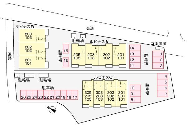 ルピナスＣの駐車場