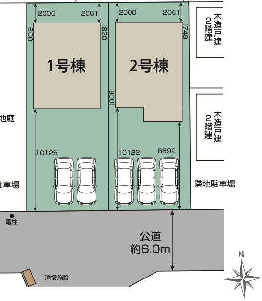 【仲介手数料無料】狭山市狭山台全２棟２号棟　狭山市の不動産なら西武ハウジングの区画図