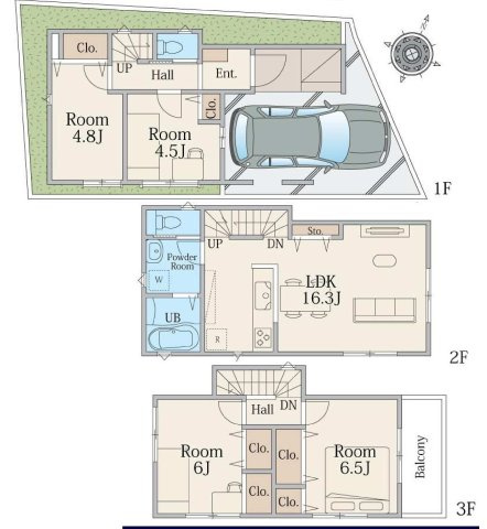 旭区二俣川2丁目　新築戸建ての間取り