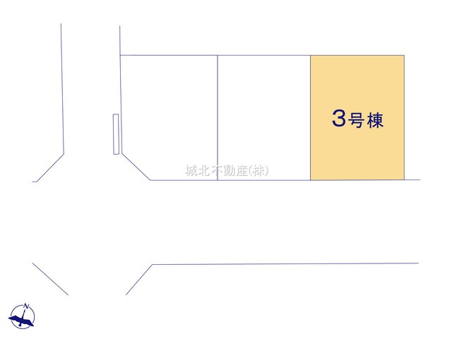 杉並区善福寺4丁目 全3棟3号棟の区画図|土地面積/101.14㎡建物面積80.72㎡の3LDKの新築戸建。
伸びやかな南側7.8ｍ公道に面する建物です