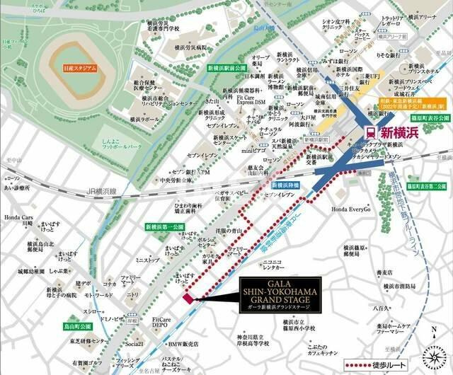 横浜市港北区新横浜１丁目の賃貸マンションの地図